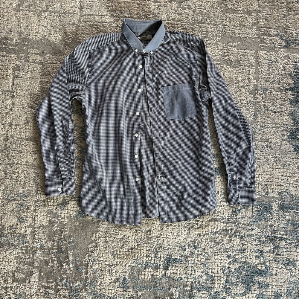 Topman Navy Striped Button Down Shirt